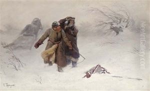 In The Blizzard by Konstantin Alexandrovich Trutovsky