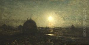 Haystacks At Sunset by Dwight William Tryon