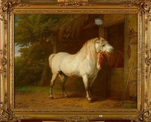 Chevaux A L"ecurie by Charles Philogene Tschaggeny