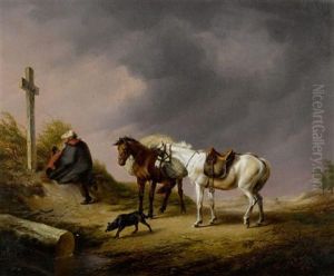 Betender Reisender Vor Aufziehendem Gewitter by Charles Philogene Tschaggeny