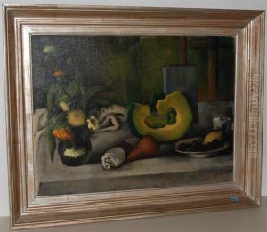 Stillleben Mit Kurbis, Fruchten Und Blumen