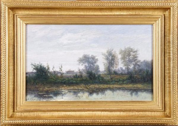 Paysage Avec Etang Et Personnages - view 1