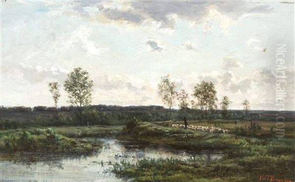 Paysage Avec Etang Et Berger - view 1