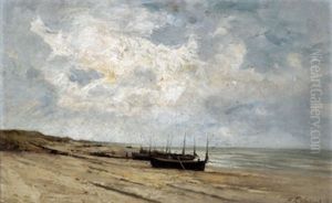 Schiffe Am Meeresufer by Theodore Antoine Tscharner