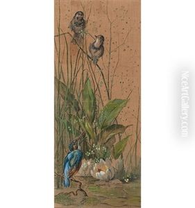 Gegenstucke. Zwei Teichlandschaften Mit Vogeln (pair) by Camille de Tscharner-Vigneulle