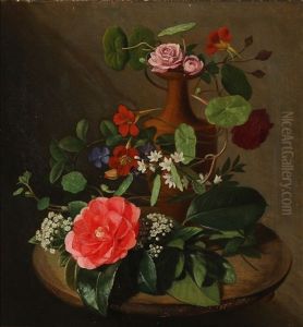 Roses, Creepers And Other Flowers In A Vase On A Table Roses, Creepers And Other Flowers In A Vase On A Table
