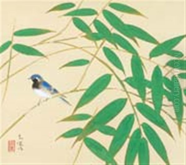 Little Bird By The Bamboo Leaves - view 1
