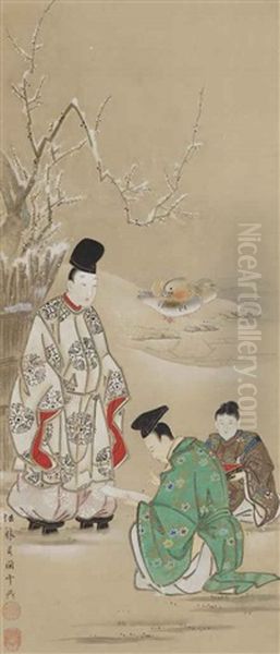 Nobleman Writing A Poem On A Winter Day - view 1