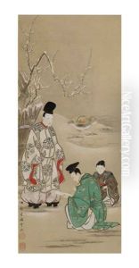 Nobleman Writing A Poem On A Winter Day