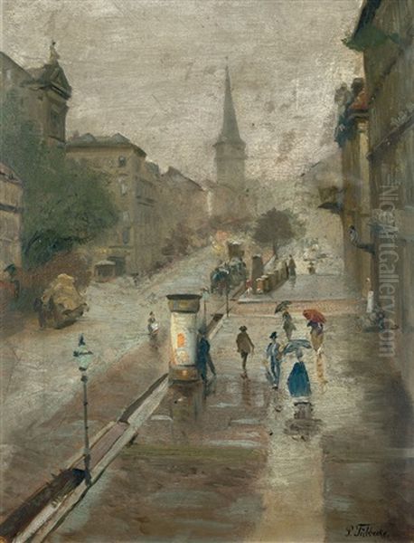 Berliner Boulevard Im Regen - view 1