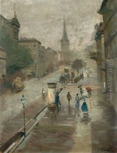 Berliner Boulevard Im Regen