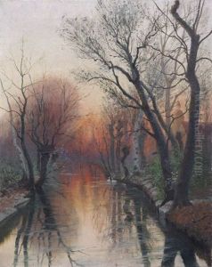 Abendstimmung Am Flus by Paul Wilhelm Tuebbecke