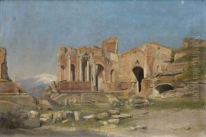 Ruine Des Theaters Zu Taormina Auf Sizilien