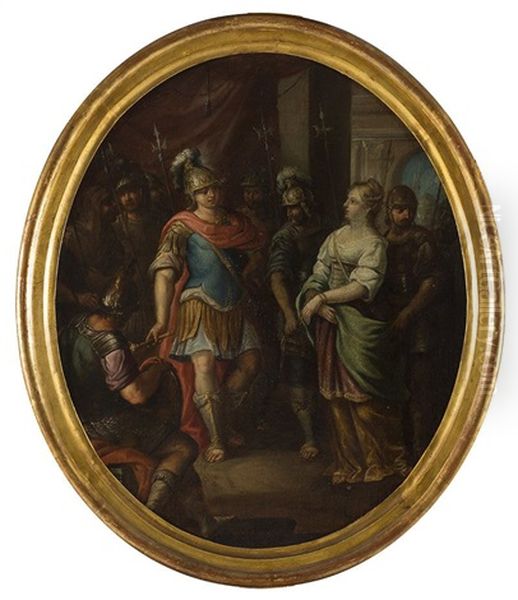 Tondos De La Vida De Alejandro Magno: "alejandro Magno Y Timoclea", "alejandro Cortando El Nudo Gordiano", "alejandro Y Su Medico Filipo", "la Familia De Dario"; "batalla De Isos", "los Romanos Entregan Los Tributos A Alejandro, Su Rey", "alejandro, Firma - view 1