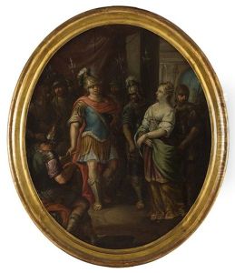 Tondos De La Vida De Alejandro Magno: "alejandro Magno Y Timoclea", "alejandro Cortando El Nudo Gordiano", "alejandro Y Su Medico Filipo", "la Familia De Dario"; "batalla De Isos", "los Romanos Entregan Los Tributos A Alejandro, Su Rey", "alejandro, Firma by Giovanni Tuccari