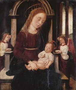 The Madonna And Child Enthroned Flanked By Two Angels by Biagio D'Antonio