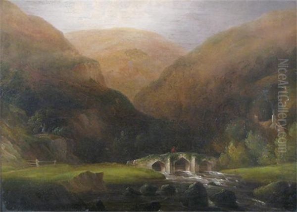 Fingle Bridge On The River Teign, Devon (+ View On The River Teign; Pair) - view 1