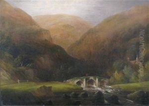 Fingle Bridge On The River Teign, Devon (+ View On The River Teign; Pair) by John Wallace Tucker