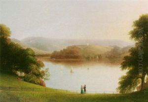 View Of The River Exe And Powderham From The Grounds Of Captain Wolridge At Lympstone by John Wallace Tucker