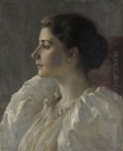 Portrait Of A Young Lady In A White Dress by Tudor St. George Tucker