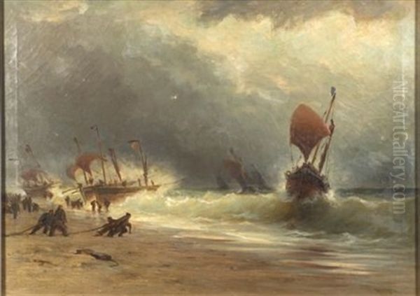 The Stranding Of Fishing Boats At Hastings, England - view 1