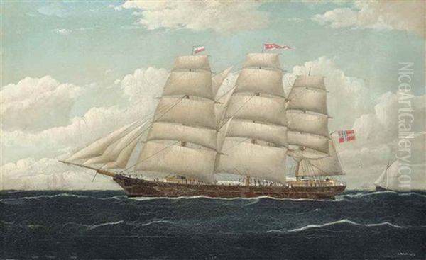 The Norwegian Three-masted Barque De Mezger In Coastal Waters - view 1
