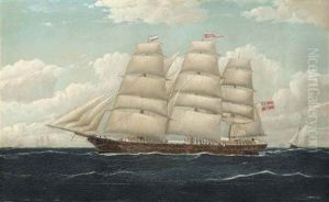 The Norwegian Three-masted Barque De Mezger In Coastal Waters