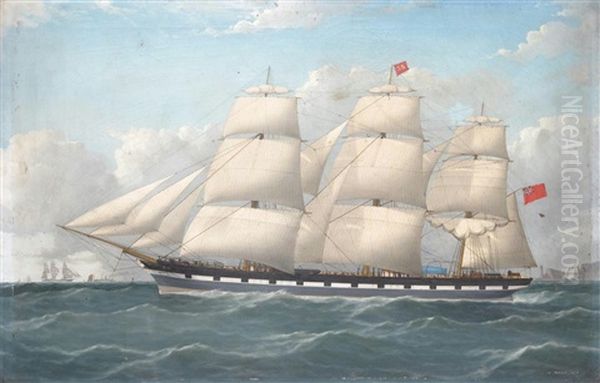 The Sailing Barque City Of Amoy, In The English Channel With The Needles In The Background - view 1