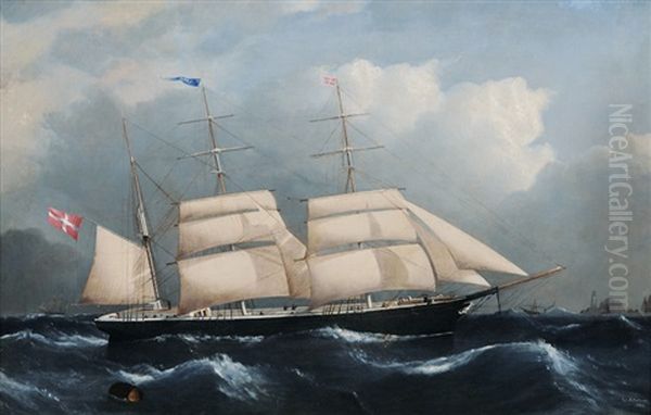 A Danish Barque Passing A Ligthhouse - view 1