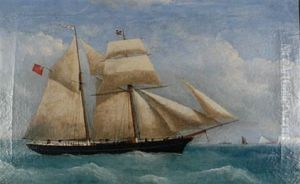 The Topsail Schooner "wave" Off Dover by Frederick Tudgay