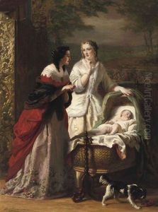 Admiring The Newborn by Louis Benoit Antoine Tuerlinckx