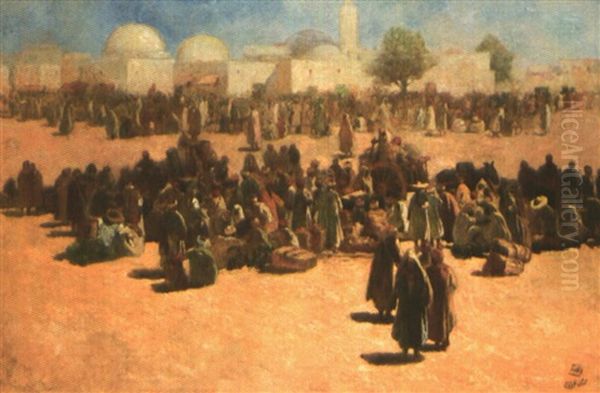 Place Animee Devant La Mosquee, Tunisie - view 1