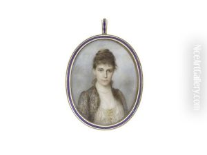 Minna Margaret Roderick O'conor Nee Hope-scott (d.1934), Wearing Beaded And Embroidered Evening Coat Over Fawn-coloured Gown And White Chemise, Pearl Necklace, Her Brown Hair Upswept