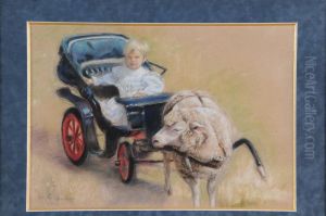 L""""enfant Dans La Voiture Tire Par Un Mouton by Marie Louise Catherine Breslau