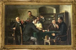 Geselliges Kartenspie by Gyula Tury