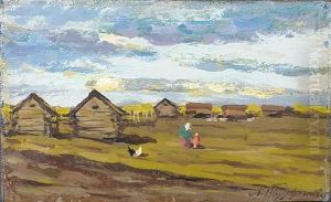 Family Scene Before The Huts
