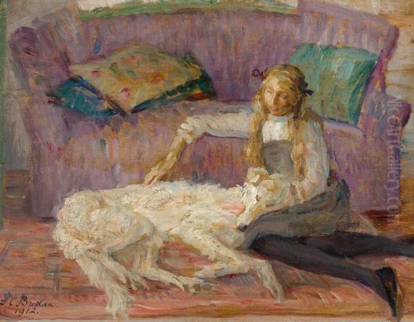 Jeune Fille Avec Un Borzoi - view 1