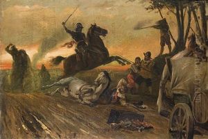 Schlachtenszene by Friedrich (Fritz) Tueshaus