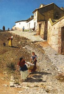 Sudlandische Strassenszene Mit Wascherinnen by Ramon Tusquets Maignon