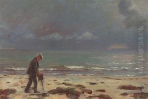 A Beach Scenery With A Man In Search Of Amber A Beach Scenery With A Man In Search Of Amber