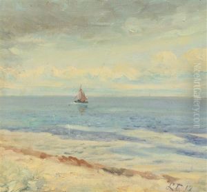 Fishing Boat Off The Coast Of Skagen by Laurits Regner Tuxen