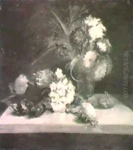Efterarsblomster. Opstilling Med Flox Og Asters Pa En Karm