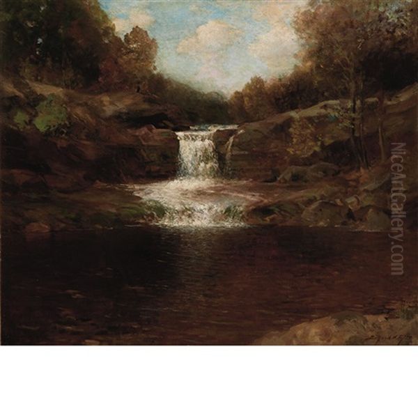 Waterfall Amid The Trees - view 1