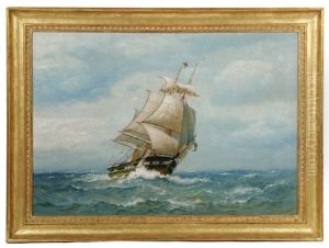 Sailing Ship In Heavy Seas by James Gale Tyler