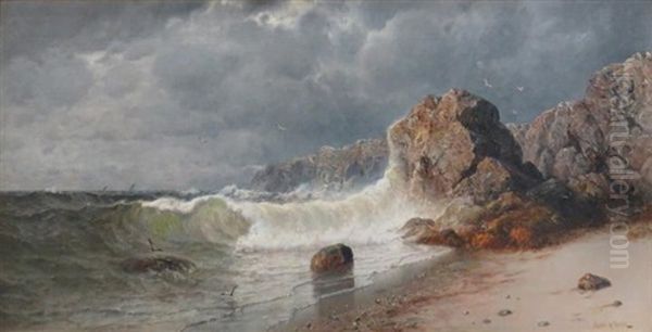 Waves Crashing Onto A Rocky Shore - view 1