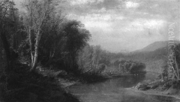 Expansive River Landscape With Cows Watering - view 1