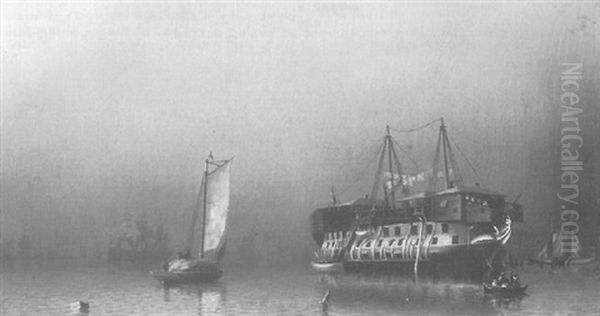 Hospital Ship On The Thames In A Fog - view 1