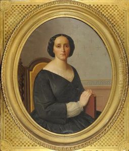 Portrait D'une Belle Jeune Femme Assise Tenant Un Livre by Gabriel Tyr