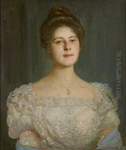 Portrait Einer Jungen Dame Im Weisen Spitzenkleid