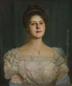 Portrait Einer Jungen Frau Im Herrschaftlichen Weisen Spitzenkleid by Georg Tyrahn